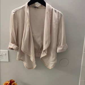 Lightweight, draped, beau tap cropped jacket